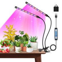 Garpsen Grow Lights for Indoor Plants, 40 LEDs Full Spectrum Led Grow Light, 2 Heads Clip Plant Light for Seedings, with Auto ON/Off 6/12/16H Timer, 5