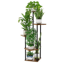 Bamworld Plant Stand Indoor Plant Shelf Outdoor Wood Plant Rack for Multiple Plants 5 Tiers Ladder Plant Holder for Living Room Patio Boho Home Decor