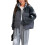 Jaqueta feminina casual de cor sólida, manga comprida e acolchoada em algodão. Design com mangas compridas e acolchoado em algodão para maior 7