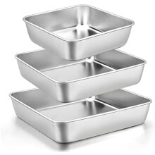 Set van 3 rechthoekige bakvormen van roestvrij staal