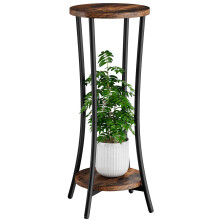 IBUYKE 30 Inch Tall Plant Stand Indoor, 2 Tier Wood Corner Plant Stand, Modern Round Plant Shelf Flower Pot Holder for Living Room Patio Balcony