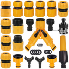 BABADU Garden Hose Pipe Connector Kit 20 Pack: Hoses Nozzle, Hose Repair Connector, Quick Connect, Y Splitter, Male Threaded Adapter, Male&Female