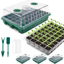 TEEUCNY Seed Trays, 3 Pack 120 Cells Seed Tray Kits, Plant Germination Trays with Humidity Adjustable Lid Base, Reusable Nursery Tray Flower Seed