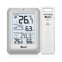 Indoor Outdoor Thermometer Wireless Weather Station Battery Powered with 100m Range Remote Sensor and Backlight Display