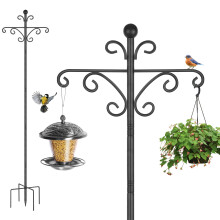 Bird Feeders Hanging Station, 196cm Bird Feeder Poles, Feeding Station Stand for Garden, Heavy Duty Metal Double Shepherds Hooks Crooks for Solar