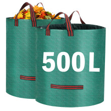 Heavy Duty Garden Waste Bags, 500 Litre Large Garden Bag with Handles, Reusable Builders Bags Refuse Rubbish Bag, Waterproof Garden Green Waste Sack
