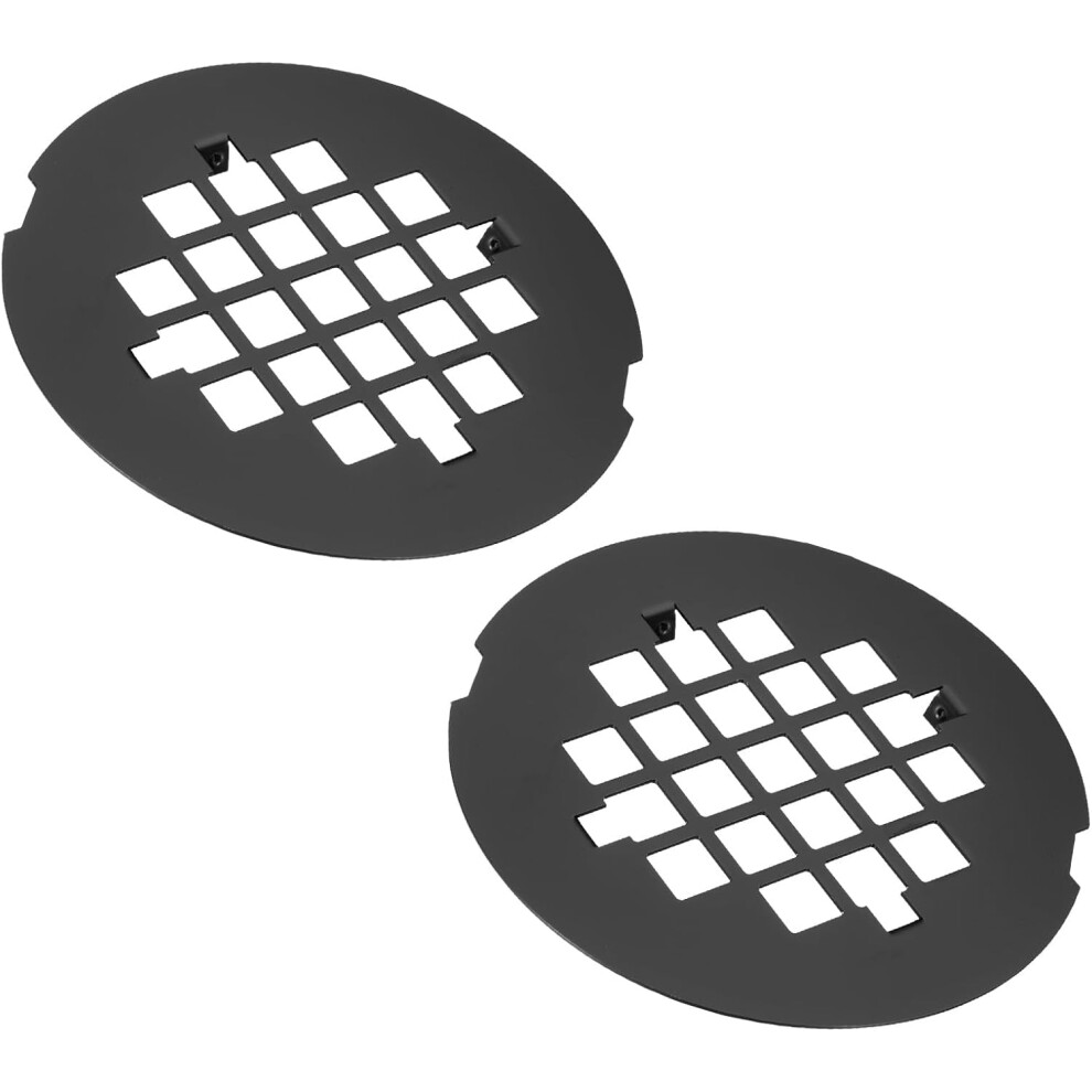 Stainless Steel Shower Drain Cover 4.25 In Od Black 2 Pcs 908436170055