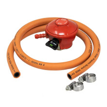 JD Brands Patio Gas Regulator 27mm Clip On with 2m Hose & 2 Clips ? Compatible with Calor & Flogas Propane Tanks for BBQs, Heaters & Outdoor Equipment