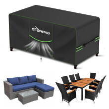 BEEWAY Garden Furniture Cover With Air Vent, Waterproof Patio Rattan Sofa Table Chair Set Cover - 420D Oxford Fabric, Windproof - 200x160x74cm