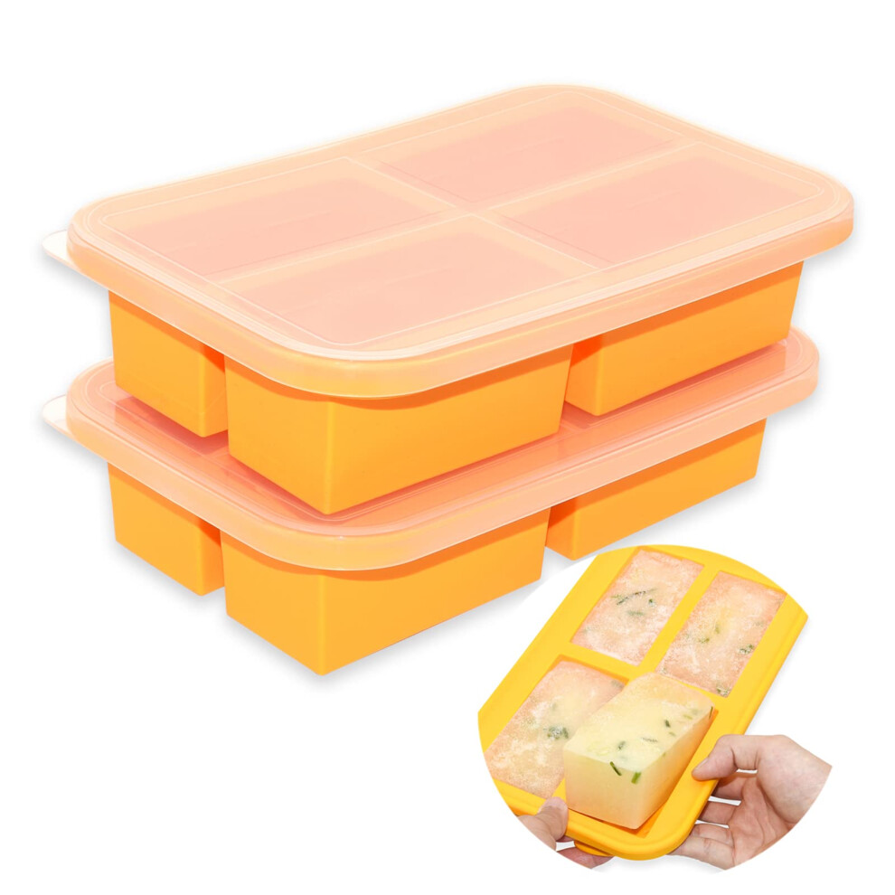 Extra-Large Silicone Soup Freezer Tray, Baby Food Freezer Trays, Soup Freezer Containers For Soup Sauce Meal Prep, 300Ml Portion (2) Bangp