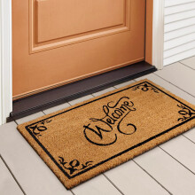 LuxUrux Welcome Mats Outdoor Coco Coir Doormat, with Heavy-Duty PVC Backing - Natural - Perfect Color/Sizing for Outdoor uses. (44 x 75, Script