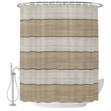 Cortina de ducha color caqui con vetas de madera, 72x72 pulgadas.