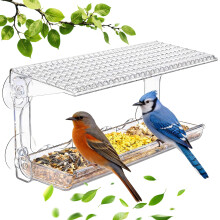 SUPERFA Clear Window Bird Feeder with 4 Extra Strong Suction Cups, Bird Feeders for Wild Bird watching, Outdoor Bird window Feeder