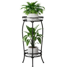 Bamworld Plant Stand Indoor Metal 2 Tier Plant Shelf Black Plant Holder Large Plant Rack for Mutiple Plants Pots for Patio Garden Corner Balcony