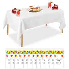 SHUESS 12 Pcs White Table Cloth Party - 54 x 108 Inch Disposable Tablecloths - Plastic Disposable Tablecloths for Parties, Picnic, Wedding - White