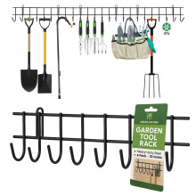 Green Haven Garden Tool Storage Rack 160cm - Heavy-Duty Metal Organiser for Shed Accessories, Rakes, Shovels & More ? Space-Saving Tool Storage System