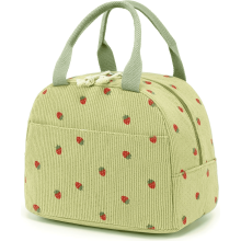 Sac à lunch isotherme en velours côtelé pour femmes, 27 cm