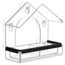 LIANGPIN Clear Window Bird Feeder with 5 Strong Suction Cups, Sturdy and Durable Acrylic Bird Feeders for Wild Small Birds only, as a Bird Watching