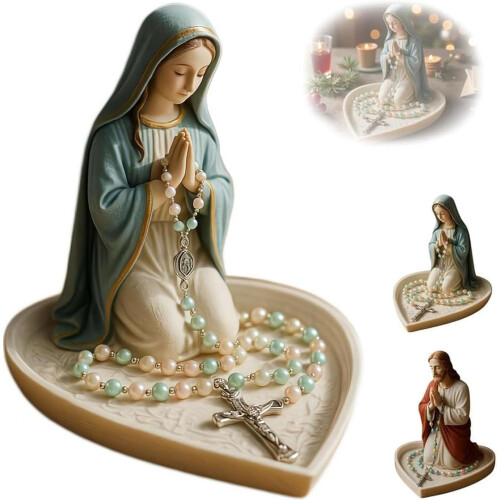 Support pour chapelet, colliers et bagues, inspiré de la Vierge Marie