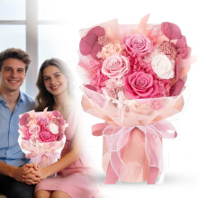 Ramo mixto de rosas, flores artificiales preservadas (1 pieza)