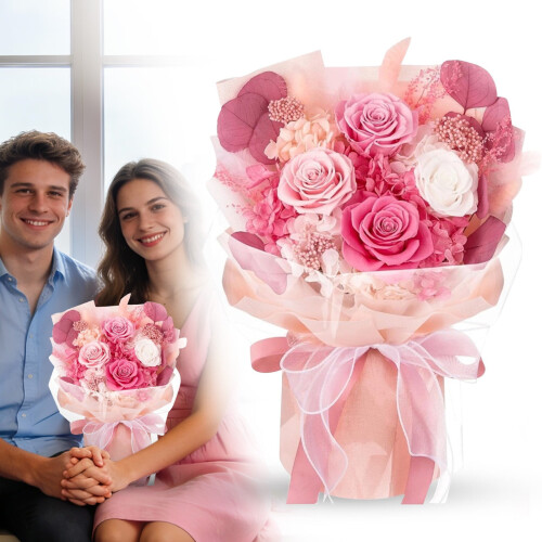 Ramo mixto de rosas, flores artificiales preservadas (1 pieza)
