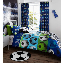 Catherine Lansfield Football Reversible Single Duvet Cover Set with Pillowcase Blue