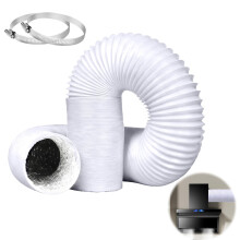 4inch x 10ft (3M) Air Conditioning Hose Ducting Tumble Dryer Vent Hose, Aluminium 100mm Ducting, Wide Long Flexible Aluminium PVC Air with 2 Clamps