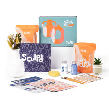 Sculpd Pottery Starter Kit - Complete Air Dry Clay Beginner Set for 2 Adults: Includes Sculpting Tools, Matte Varnish, Paint Brushes, Guide, Video