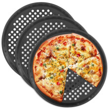 Ensemble de 3 plaques à pizza perforées en acier au carbone de 32 cm (12,6 po)
