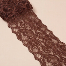 Elastisches Spitzenband, 80 mm, Kokosnussbraun, 10 Yards