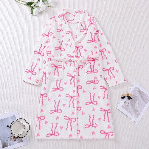 Soft Flannel Winter Robe For Cozy Warm Fleece Bathrobe With Print Pattern 2