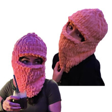 Gorro de esquí tejido a mano con cubrebocas – Unisex, cálido para invierno