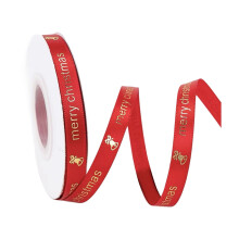 Rotes und grünes Weihnachtsband, 22 m x 1 cm, gewebtes Polyester