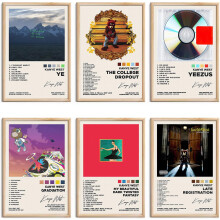 Kanye West Posters Album Cover Signed Limited Posters Prints Rapper Music Posters Room Aesthetic Canvas Wall Art Set of 6 for Teen and Girls Dorm
