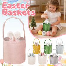 Panier en toile à oreilles de lapin avec poignée, idéal pour ranger et organiser la maison ou pour offrir en cadeau.