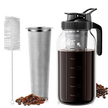 VA1KENE 64oz Cold Brew Coffee Maker with Stainless Steel Mesh Filter, 2 Quart (1.9 Liter) Heavy Duty Iced Coffee Maker w/Flip Cap Lid and Spout