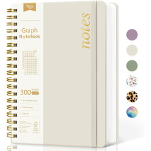 Notitieboek met spiraalbinding, grafiekpapier, B5-formaat, 300 pagina's, harde kaft.
