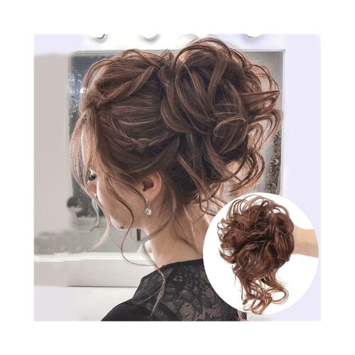 Synthetischer Haarknoten, Chignon, lockiges elastisches Haargummi, 1 Stück