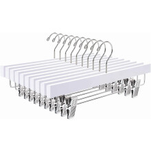 Weiße Hosenbügel aus Holz – 10er-Pack mit verstellbaren Clips
