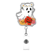 Portatarjetas giratorio para identificación de Halloween con diseño de fantasma (1 unidad)