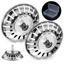 Upgraded Kitchen Sink Plug Strainer Stainless Steel Strainers Sink Plugs Replacement Drain Stopper for Food/Hair Catcher - UK Sinks Hole Diameter 80mm