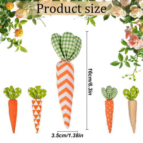Λούτρινο στολίδι καρότου 6,3" για πασχαλινή διακόσμηση, γέμισμα καλαθιού και 2