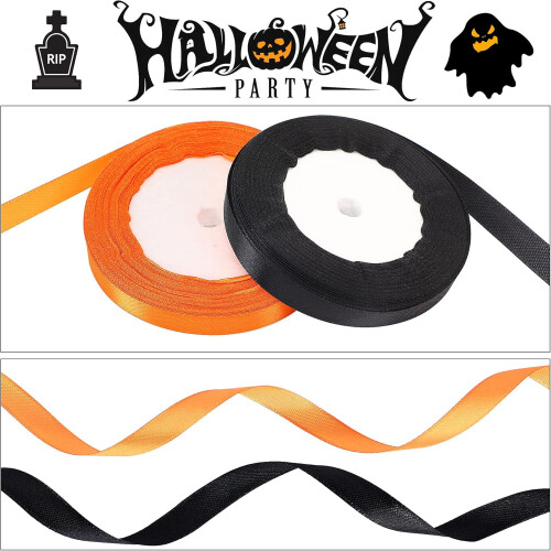 4 Ρολά Κορδέλες Halloween 100 Γιάρδες Κορδέλα σατέν περιτυλίγματος δώρων πλάτους 10 2