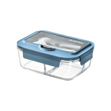 Bento Box Blu 1000ml con Coperchio Forchetta Cucchiaio