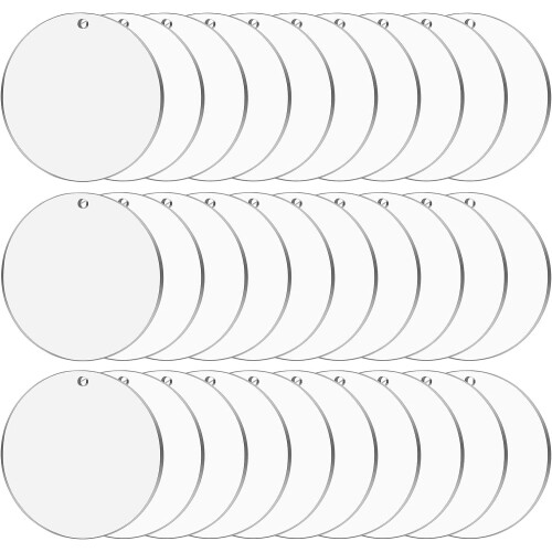4 Inch Clear Acrylic Ornament Blanks, 30 pcs, Round Discs