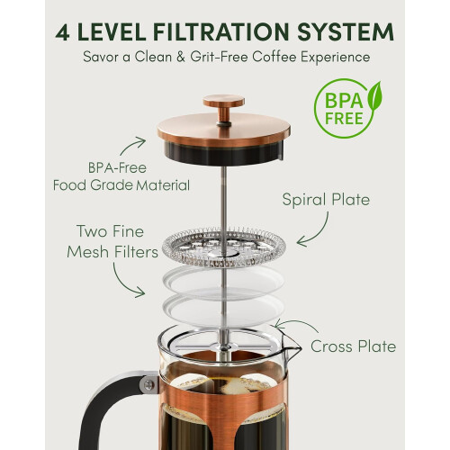 34oz/Literes French Press kávéfőző - Réz 2