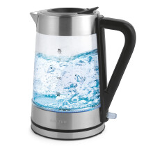 Salter Colour Changing Glass Kettle - 1.7L, LED Illumination From Blue To Red, Easy Fill Water Pressure Lid, Anti-Limescale Filter, BPA-Free, 360?