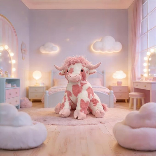Boneca de Pelúcia Vaca Rosa 20 Polegadas, Brinquedo de Pelúcia Macio, 2 Unidades 1