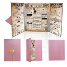 back in 1936 90th Birthday Gifts for Women - Large Trifold 90th Birthday Card & Table Centrepiece - Pink 90 Year birthday Decorations for Mum Grandma