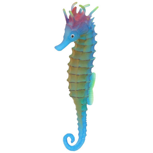 Blå plast sjøhest akvarium ornament 11,5 cm